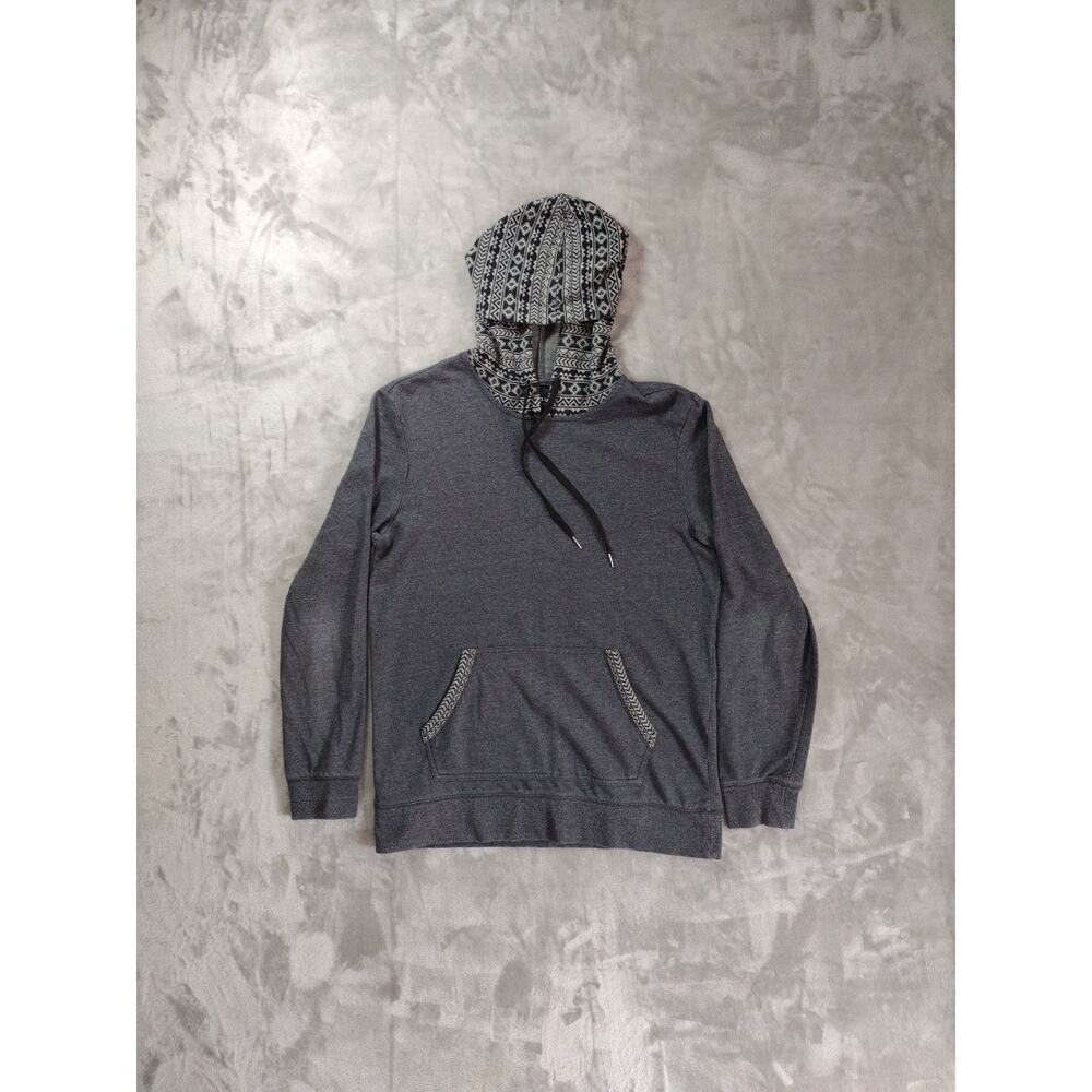 PACSUN Hoodie Mens M Gray Aztec Geometric Pullover Hooded Sweatshirt Casual